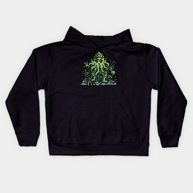 Cthulhu's Dominion: The Great Old One on the Throne Kids Hoodie by Holymayo Tee